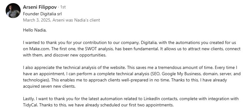 Arsenii Filippov testimonial