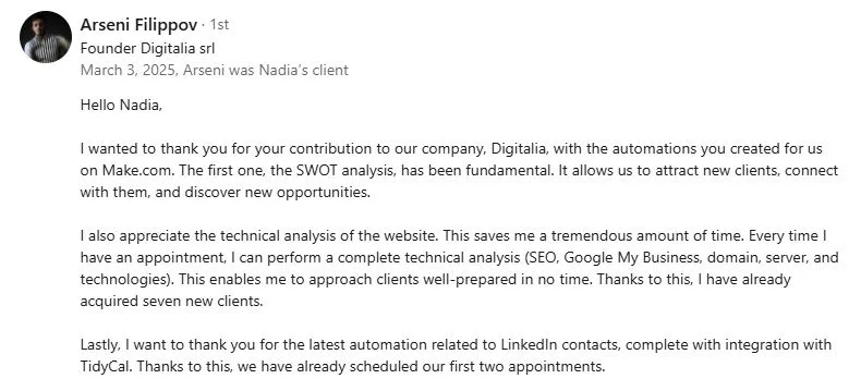 Arsenii Filippov testimonial